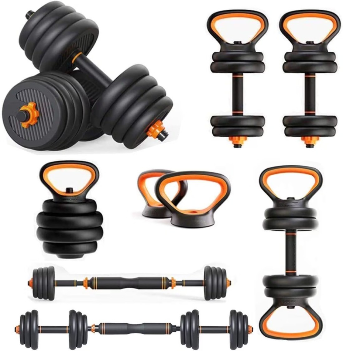 Marshal Fitness Adjustable Dumbbell Set,Free Weights Dumbbells Set with Connecting Rod Used as Barbell, Dumbbell, Kettlebell and Push-ups.Free Weights for Women and Men,Weight -30kg