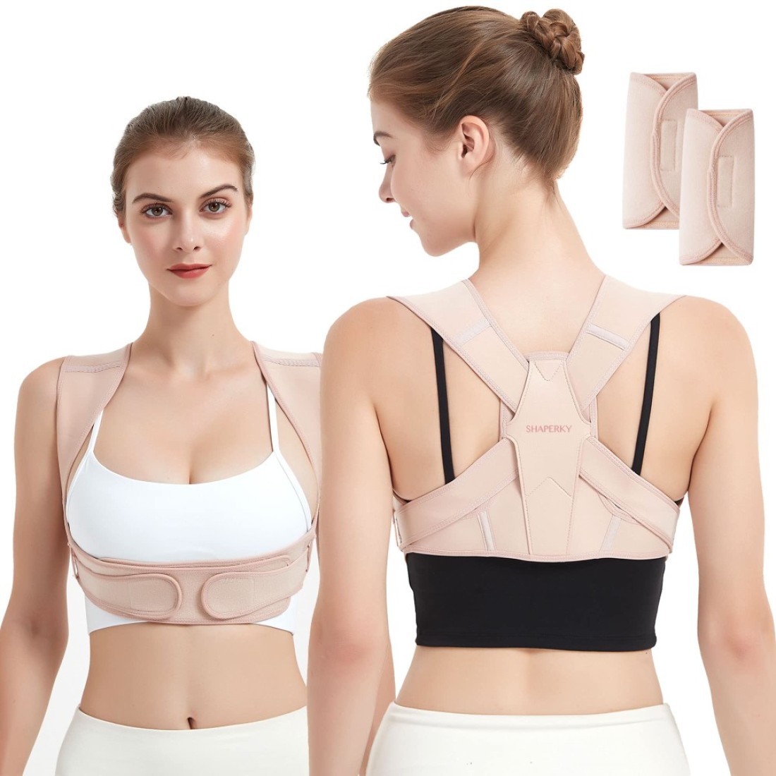 SHAPERKY Posture Corrector for Women and Men, Adjustable Upper Back Brace for Posture Hunchback Support and Providing Pain Relief from Neck, Shoulder, and Upper Back (Small/Medium)