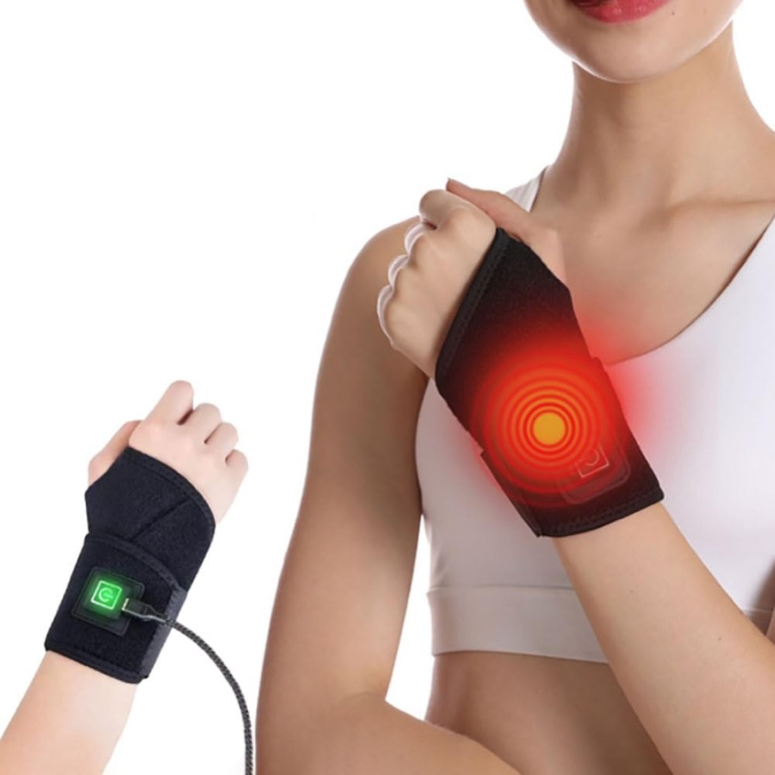 USB Wrist Brace Heating Pad Adjustable Heated Wrist Brace Wrap 3 Heating Levels Wrist Warmer Electric Heating Pad for Wrist and Hand Wrist Support to Relieve Pain