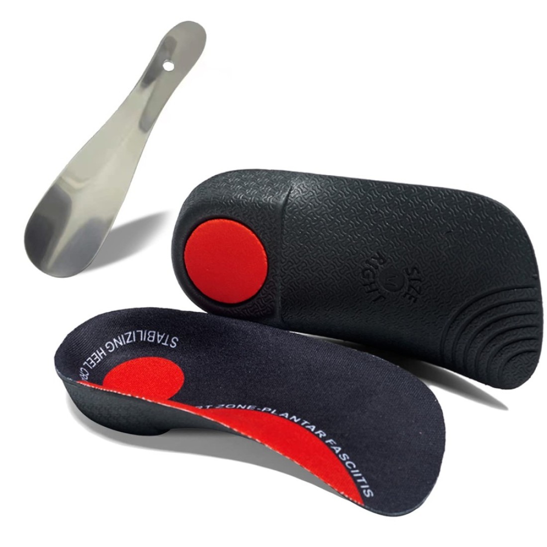 Orthotic Inserts with Stainless Steel Shoehorn 34 Length High Arch Support Foot Insoles for OverPronation Plantar Fasciitis Flat Feet Heel Pain Relief Shoe Inserts LMens 911 Womens 1012