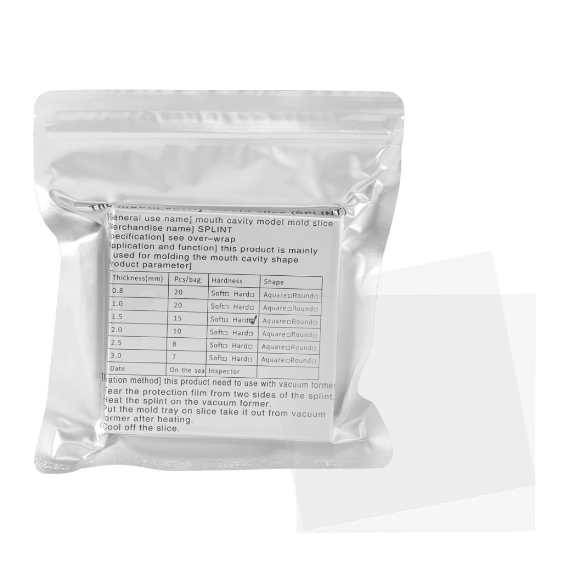 Annhua Dental Hard Splint 15Pcs Dental Splint Material, 1.5MM Vacuum Forming Plastic Sheets with no Bubbles, Square Thermoforming Plastic Sheets for Vacuum Forming Machine - 5&quot; x 5