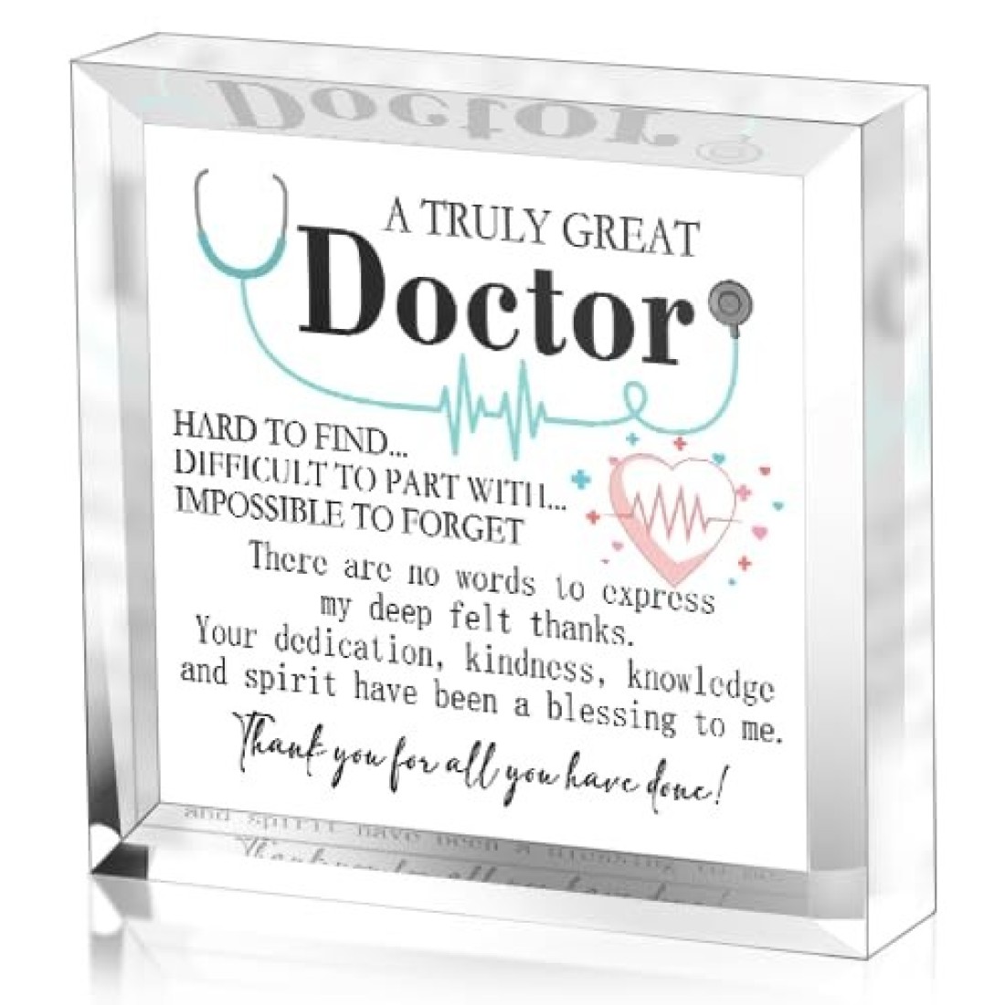 Doctor Retirement Gift,Thank You Gifts for Doctor,A Truly Great Doctor Is Hard To Find - Dentist Doctor Square Acrylic Desk Plaque Sign,Appreciation Gift