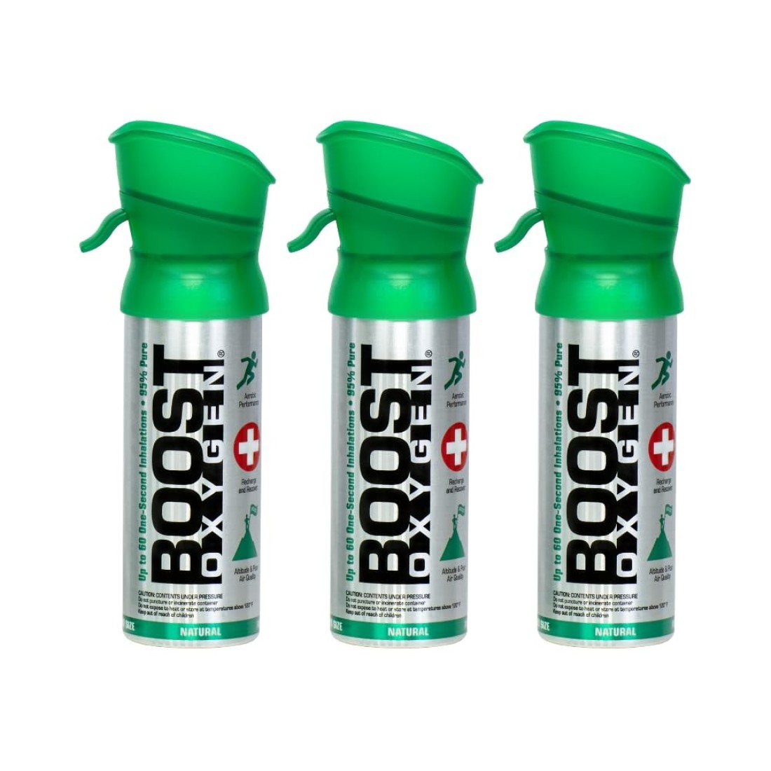 Boost Oxygen Pocket Size Natural 3L Canister Respiratory Support for Aerobic Recovery Altitude Performance Health 3 Pack