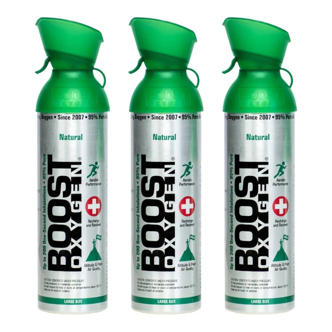 Boost Oxygen Large Natural 10 Liter Canister Respiratory Support for Aerobic Recovery, Altitude, Performance and Health (3 Pack)