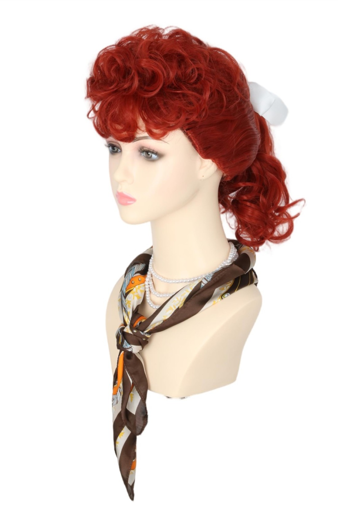 LeMarnia Women&#39;s Red Bun Wig 50&#39;s Housewife Wig for Cosplay Lucy Wig Halloween Costume Accessory Wig