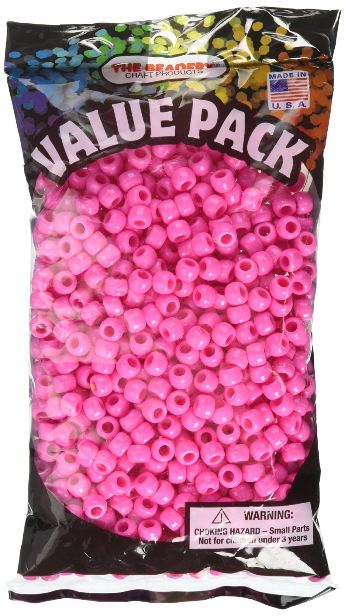The Beadery 6 by 9mm Barrel Pony Bead Hot Pink 900Pieces 9x6mm 750V063