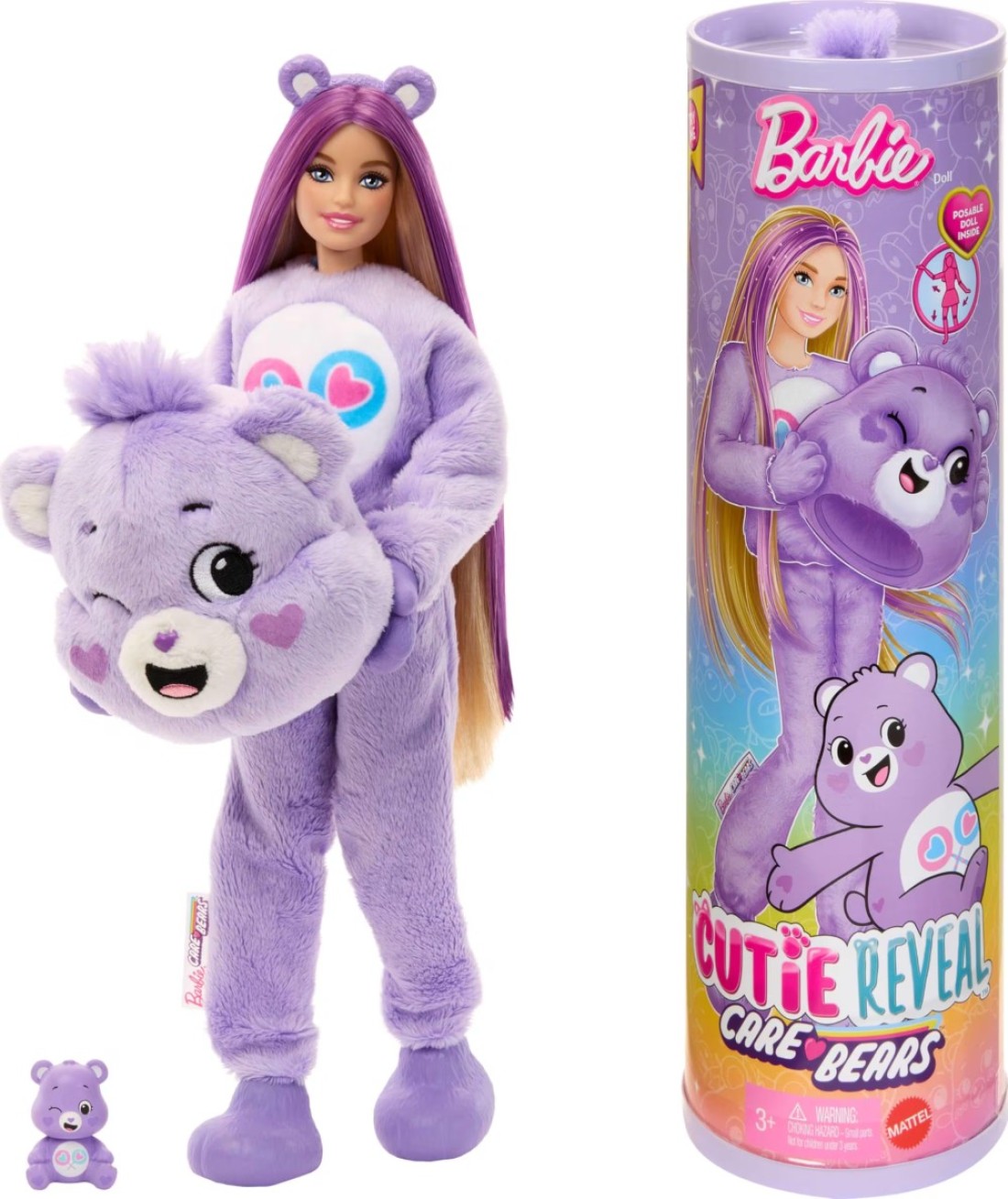 Barbie Cutie Reveal Doll &amp; Accessories, Care Bears Series with Share Bear Plush Costume &amp; 10 Surprises Including Color Change &amp; Mini Bear