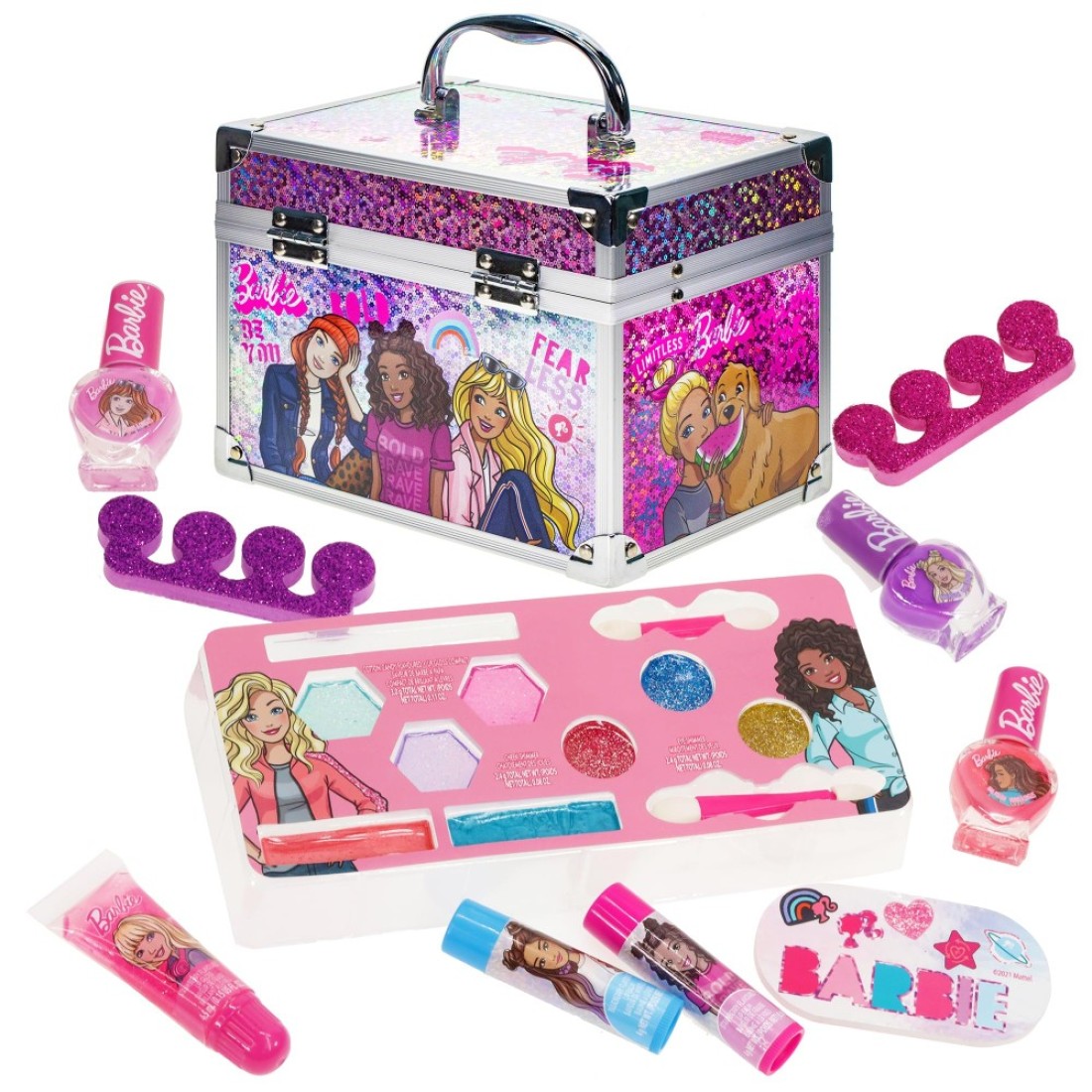 Barbie Movie Kids Makeup Kit for Girls Real Washable Toy Makeup Set Barbie Gift Play Makeup and Pretend Play Toys Ages 3 4 5 6 7 8 9 10 11 12