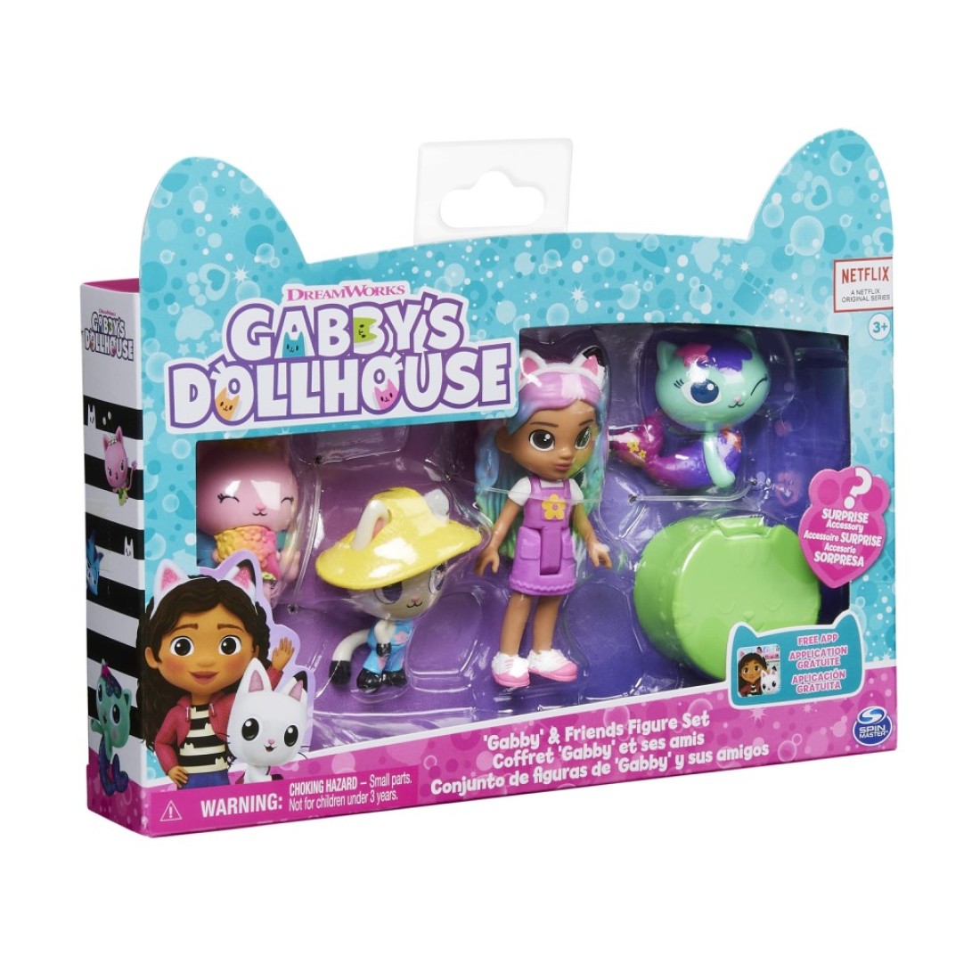 Gabby&#39;s Dollhouse, Gabby and Friends Figure Set with Rainbow Gabby Doll, 3 Toy Figures and Surprise Accessory Kids Toys for Ages 3 and up