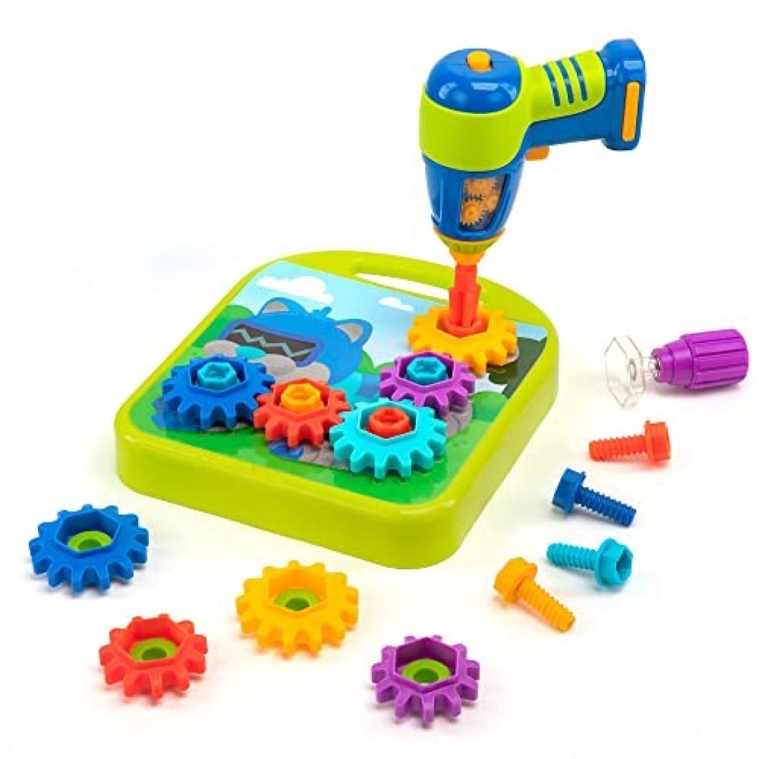 Educational Insights Design &amp; Drill Gears Workshop, 55 Pieces with Electric Toy Drill, STEM Toy, Gift for Kids Ages 3+