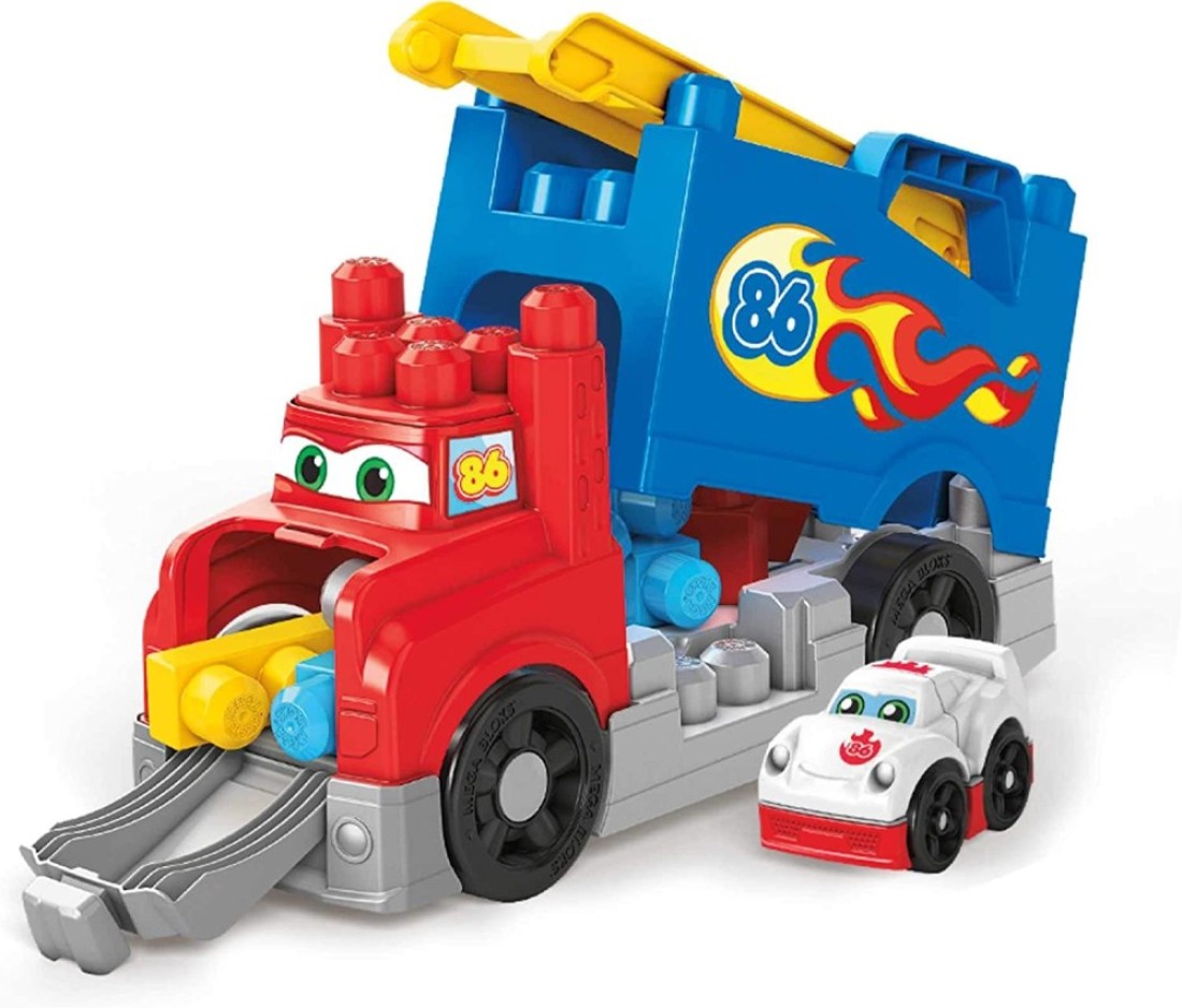Mega Bloks First Builders Build &amp; Race Rig With Big Building Blocks, Building Toys For Toddlers (16 Pieces) Fvj01