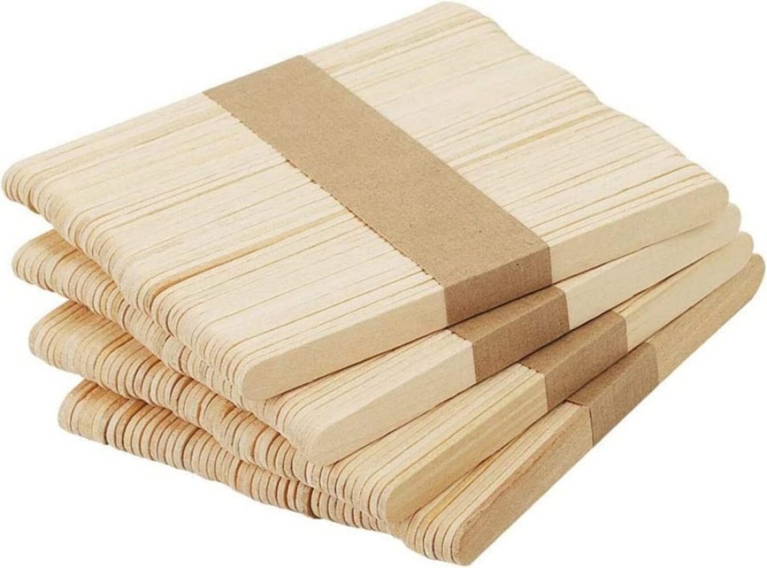 100 Pcs Natural Wooden Food Grade Craft Sticks - Ice Cream Stick - Popsicle - 4.5 inch Length - Suit Crafting, Stirring, Paddle, Waxing, Small Ice Pop Stick for DIY Kids Popcicle