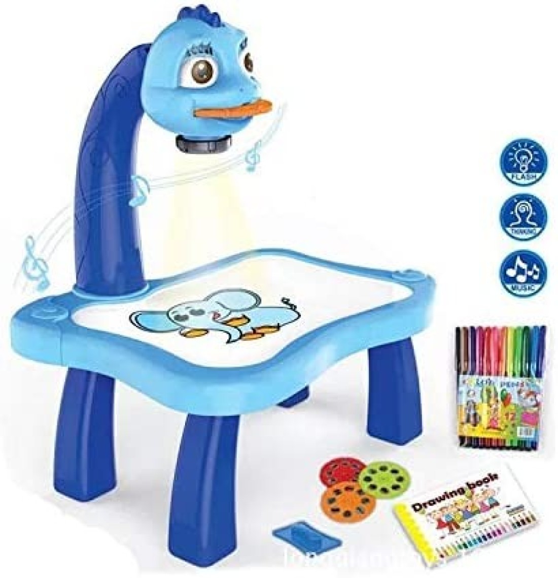 Generic Kids Christmas Gifts New Year Gifts For Boys, Children Educational Painting Art Projector Kids Toy Fun Desk Drawing Set With 24 Patterns (Blue)