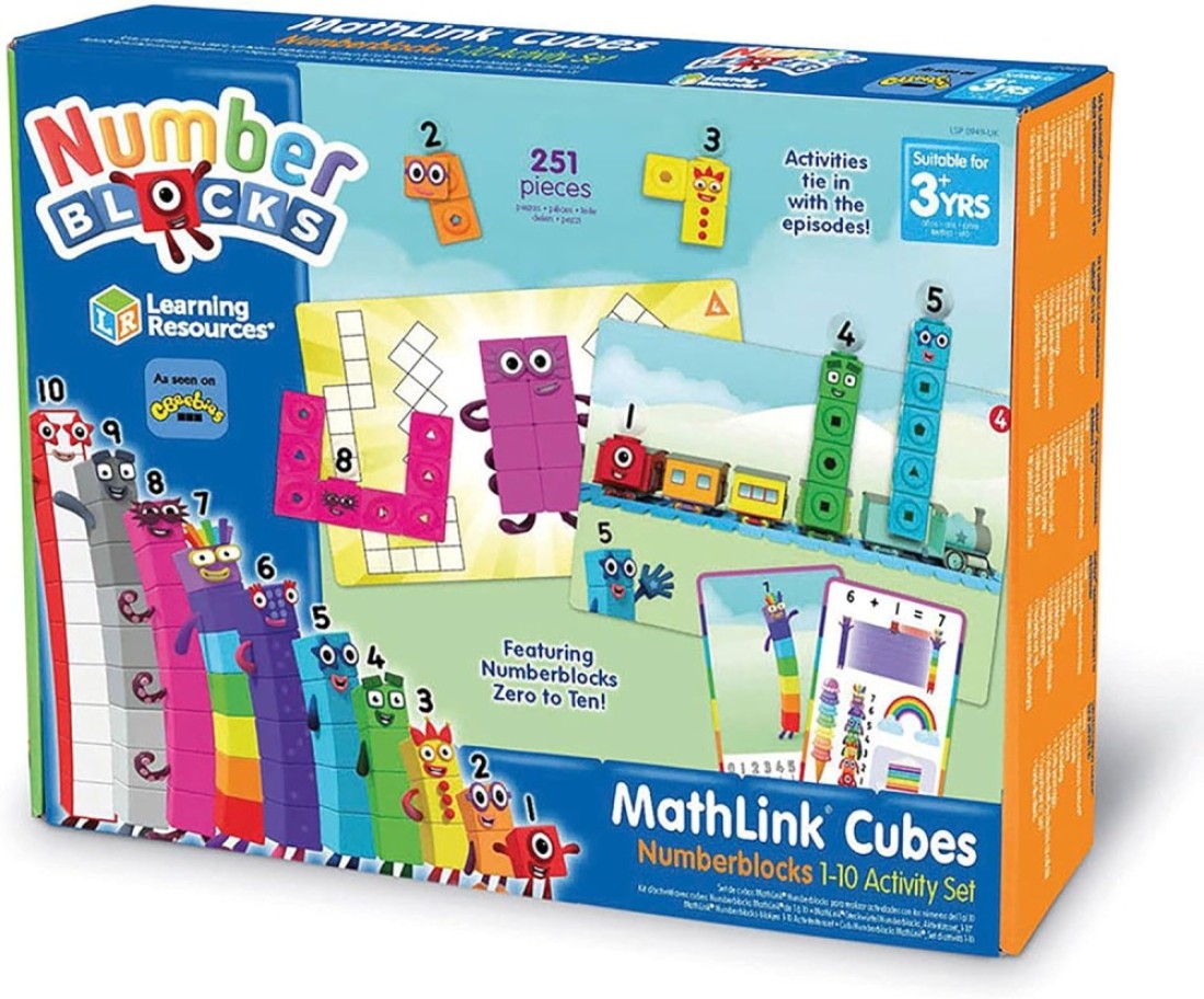 Learning Resources LSP0949-UK MathLink Cubes Numberblocks 1-10 Activity Set, Early Years Maths Learning, Build, Learn &amp; Play in The Classroom &amp; at Home.