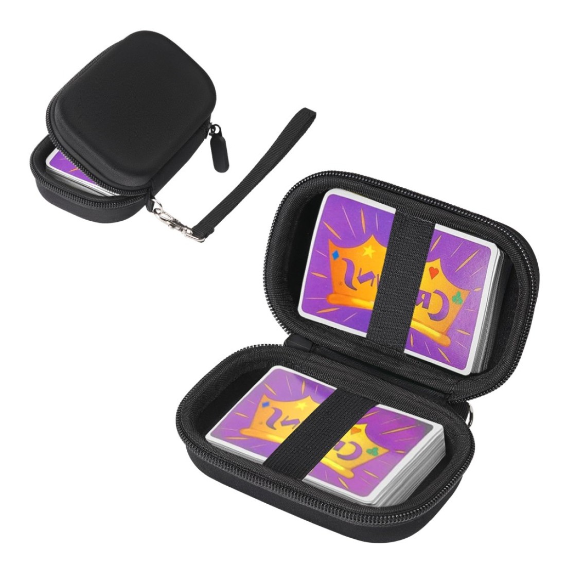 A ANTER No Cards Travel Card Games Case Compatible with Enterprises Five Crowns Card Games Set Hard Carrying Card Case for UNO and Phase 10 Playing Card Case Black