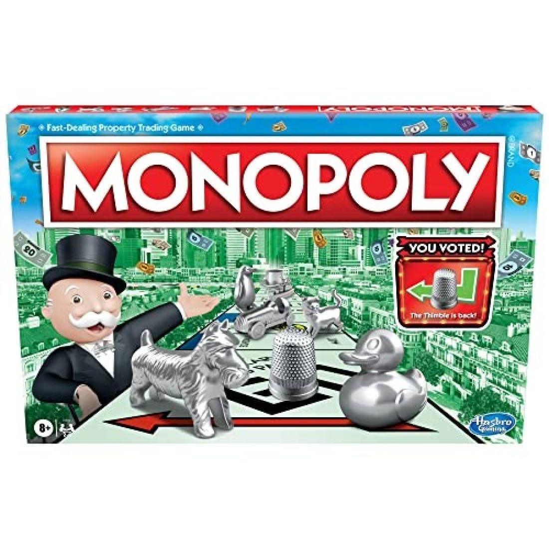 Monopoly Game, Family Board Games for 2 to 6 Players &amp; Kids Ages 8 and Up, Includes 8 Tokens (Token Vote Edition)