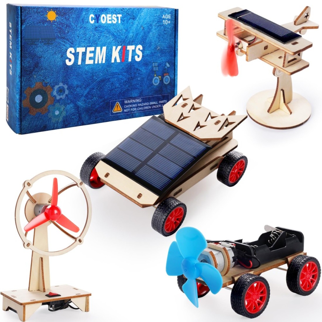 4 in 1 Science Experiment Puzzle Kits for KidsWooden Solar Power Motor Kit for Boys to BuildSTEM Electric Projects Engineering Set for GirlsWoodworking Gift Toys Age 8 9 10 11 12 13 14 and Up