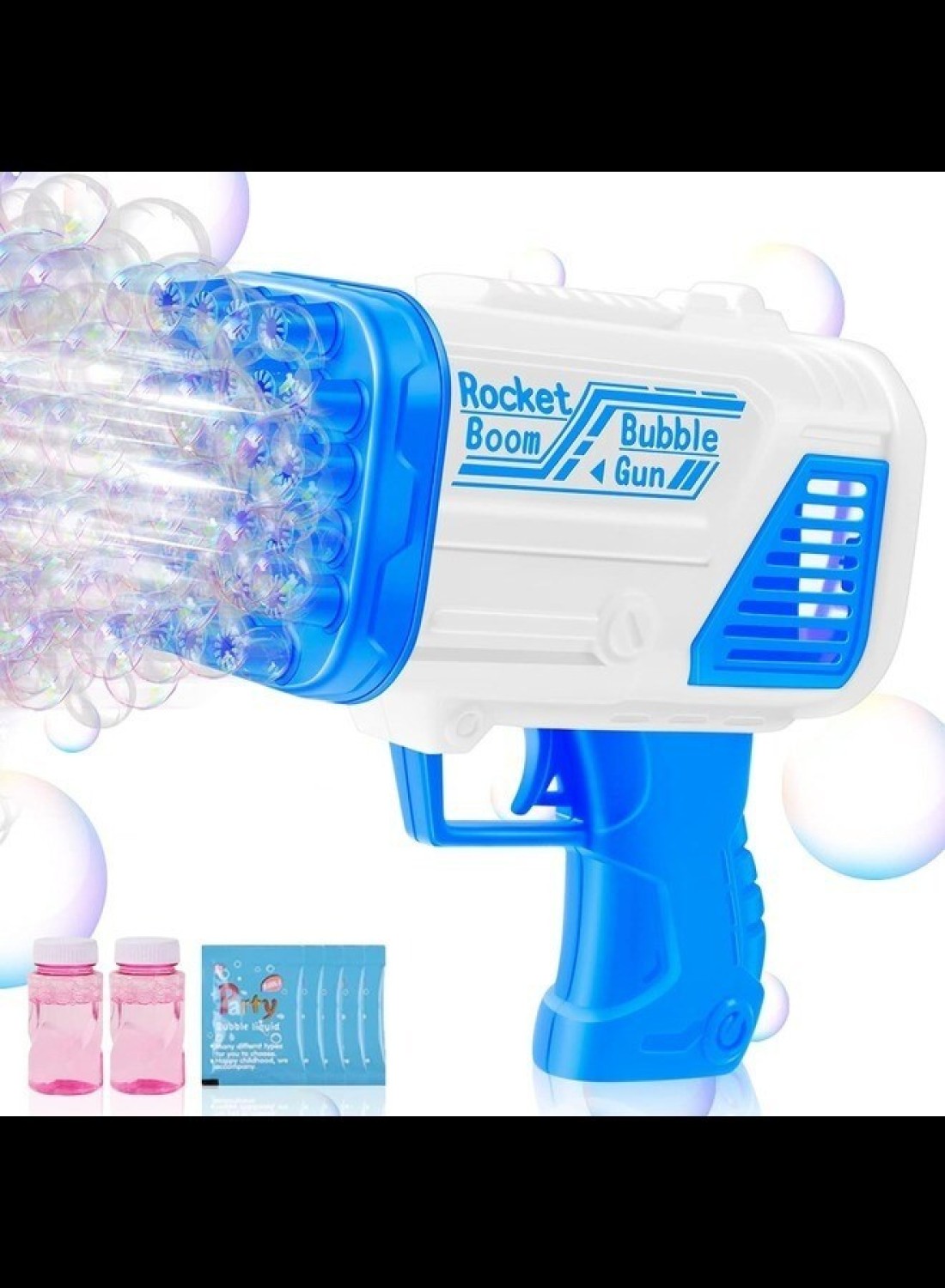 Radiotronics Blue Bubble Machine for Kids, Outdoor Indoor Basket Stuffers Automatic Toys Birthday Gifts for 3+ Years Old Toddlers Girls Boys Wedding Party Include Bubble Solution