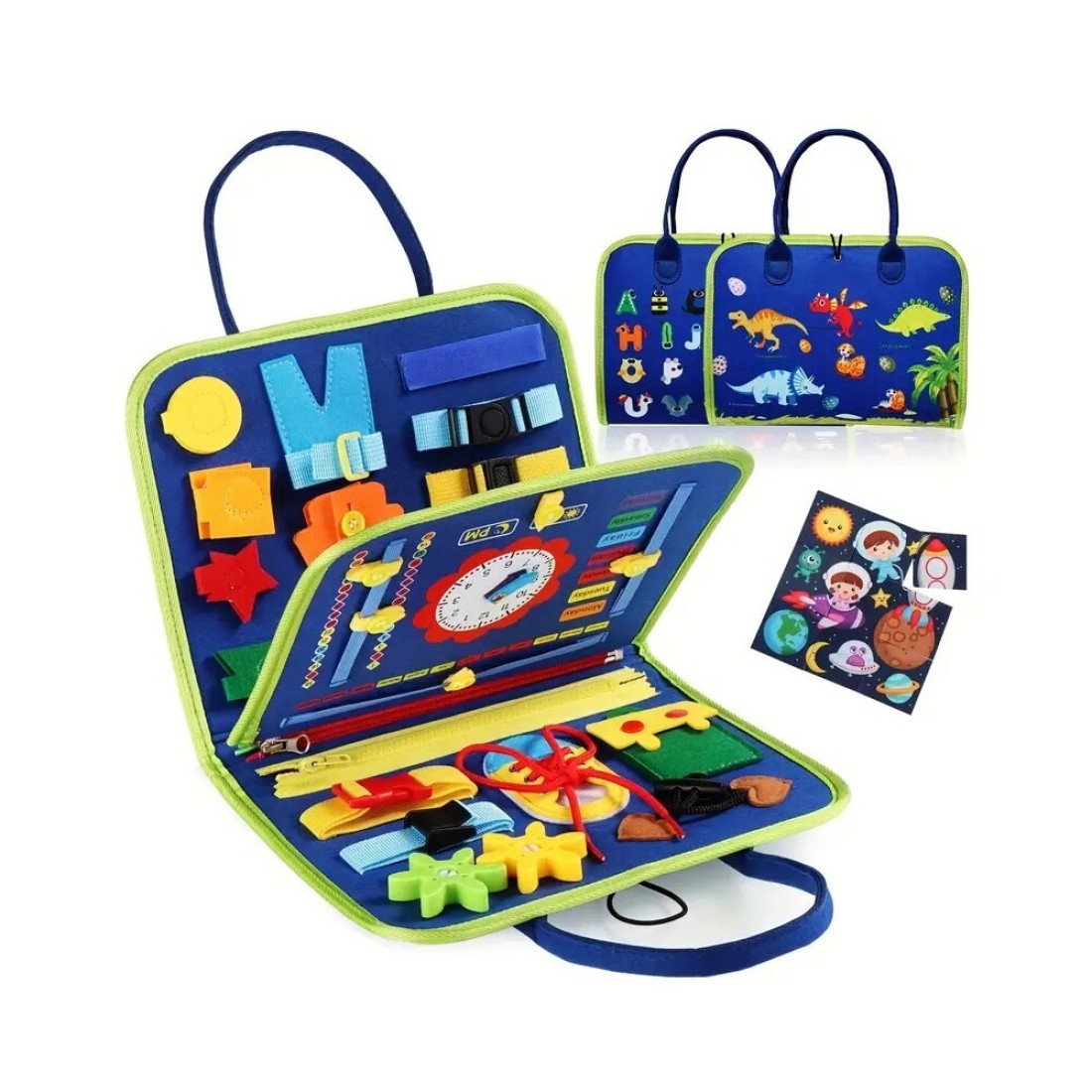 Sybil&#39;s Busy Books for Kids Montessori Preschool Activity Books for Toddlers and Kids 3-5 Years Children Educational Toys With Zipper Basic Skills Development Busy Board (Little Explorers Blue)