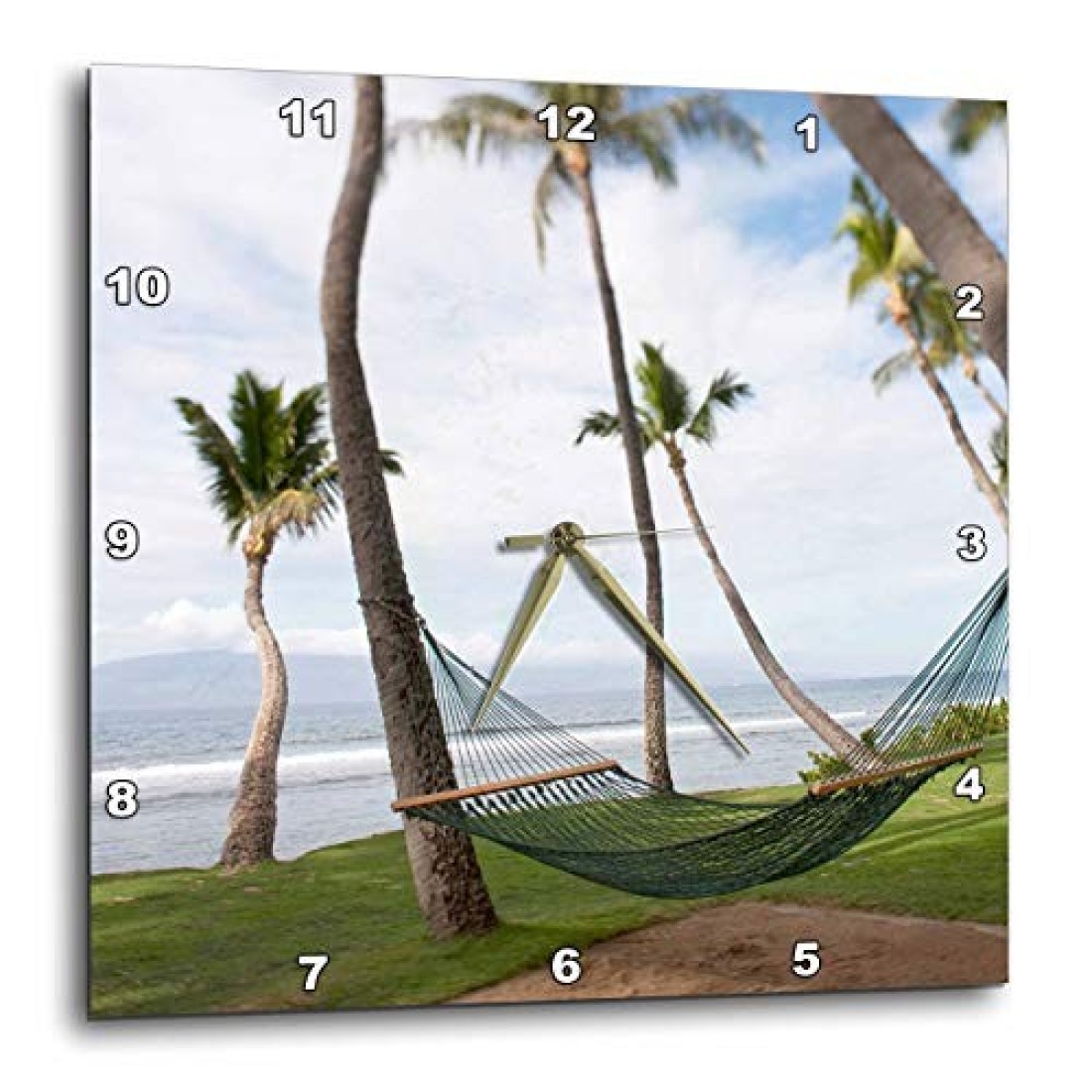 3Drose Dpp_89190_3 Hammock Under Hawaiian Palm Trees, Maui, Hawaii Us10 Jgs0039 Jim Goldstein Wall Clock, 15 By 15 Inch