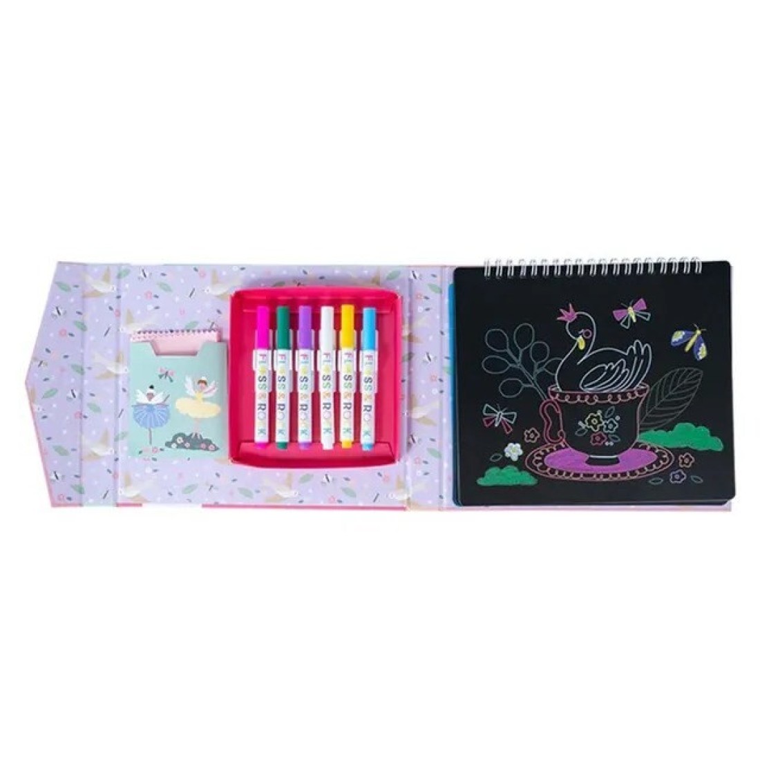 Floss &amp; Rock Enchanted Chalkboard Sketchbook - Reusable Drawing Set for Kids with Wipeable Chalk Pens, Coloring-IN, Tracing, Stencilling Or Drawing Your Own Creations!