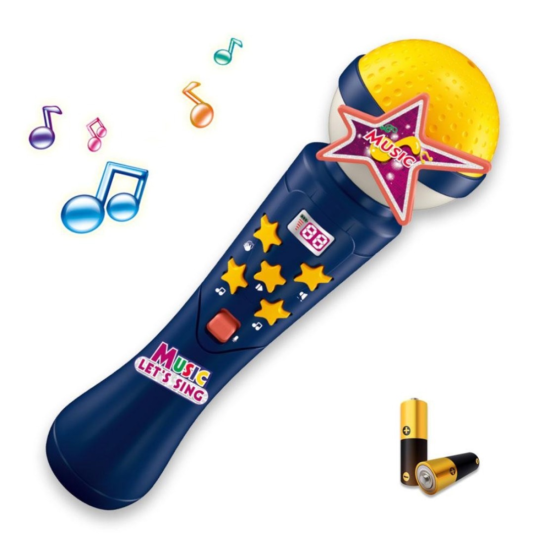 Kidwala Karaoke Blue Microphone Built In Music And Flashing Light Sing Along Mic With Battery Music Exploration Mic Third Gear Adjustment Mic Let&#39;s Sing Together Mic Toy For Girls