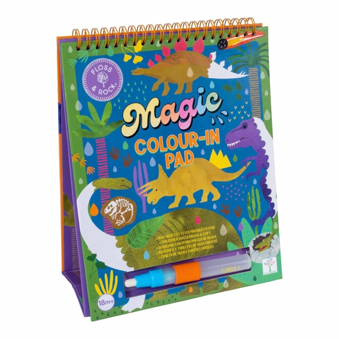 Floss &amp; Rock Dino Magic Water Easel and Pen - Reusable Water Drawing Set for Kids