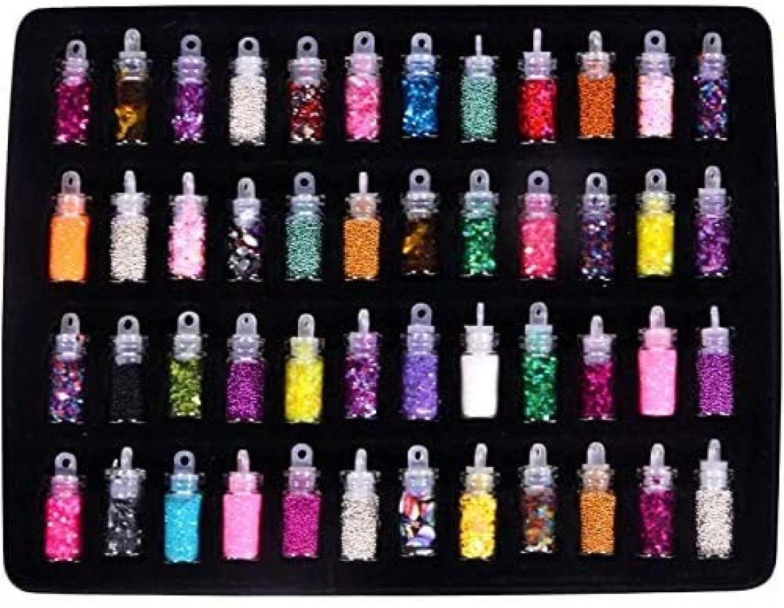 48 Bottles/Lot 3D Diy Nail Art Decoration Charms Kit, Contain Random Nail Art Pearl Sequin Nail Glitter Powder Acrylic Rhinestone