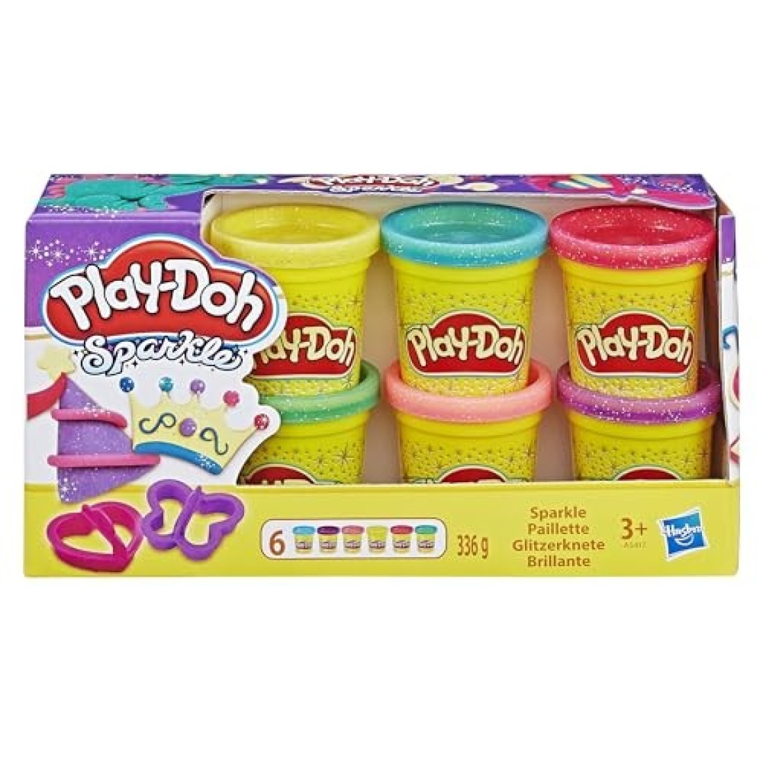 PlayDoh Sparkle Compound 6Pack of 2Ounce Cans Toys for 3 Years and Up Play Doh Arts and Crafts for Kids