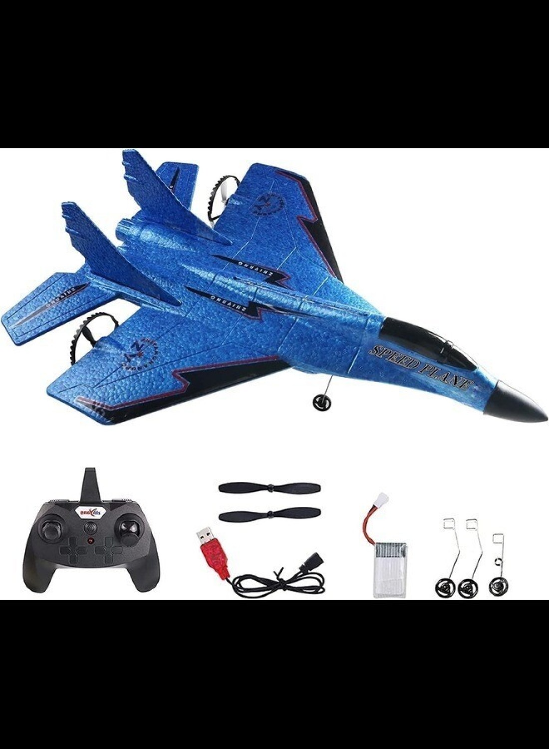 Radiotronics Remote Control Airplane RC Glider for Beginner Adult Kids, Easy to Fly EPP Foam RC Aircraft Fighter with LED Light (BLUE)