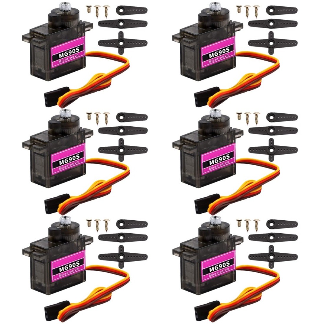 CenryKay MG90S Servo, Helicopter QC Module 9G Servo Motor Metal Gear Micro Servo Motor Smart Robot Helicopter Plane Boat for Arduino Raspberry Pi Project(6PCS)
