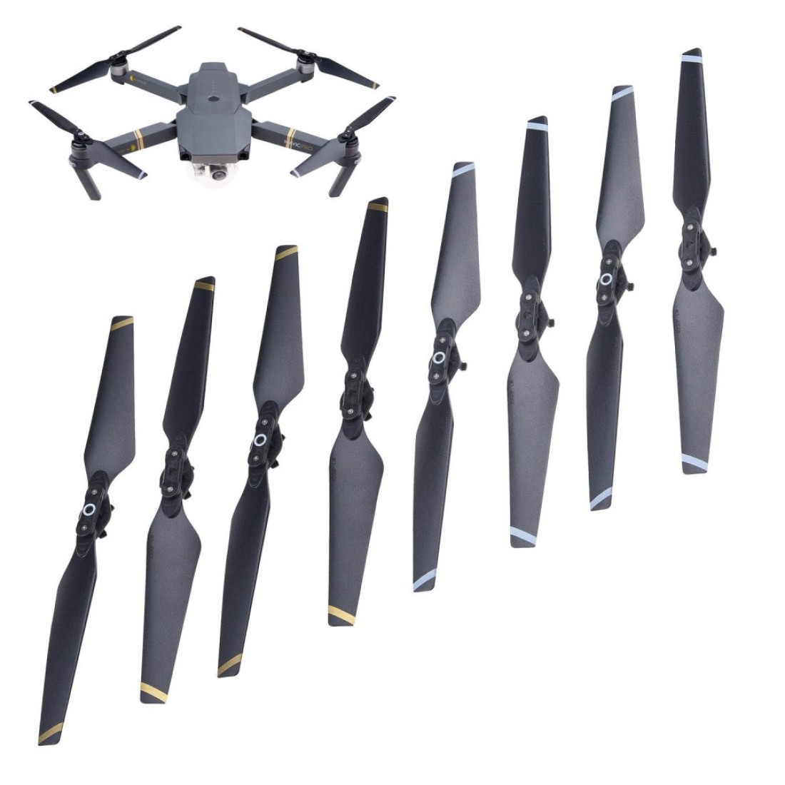 CamKix Propellers for DJI Mavic Pro - 2 Sets (8 Blades) - Black - Quick Release Foldable Wings - Flight Tested - Essential DJI Mavic Pro Accessory - Excellent Reliability and Responsiveness
