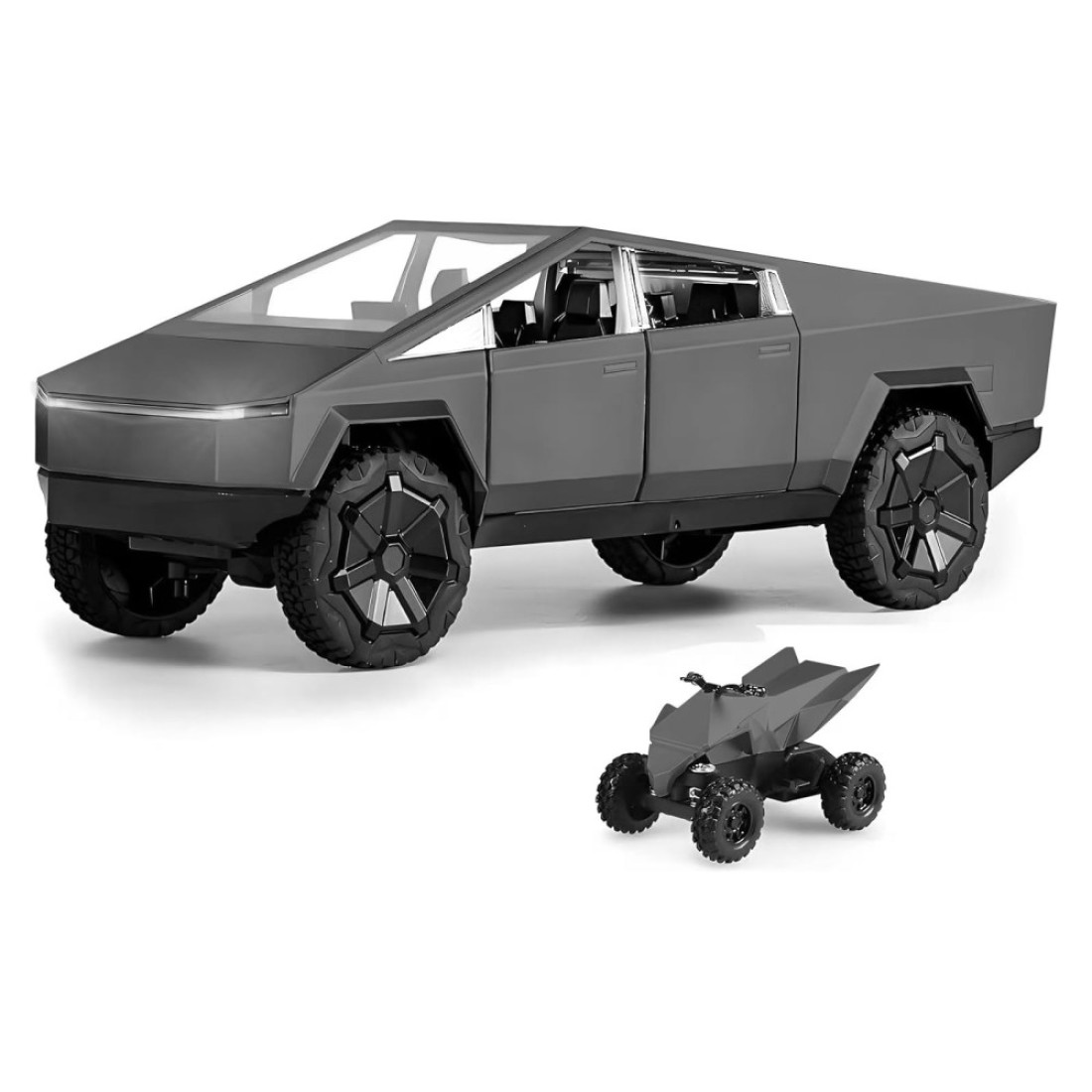 BiKiBao Toy Trucks with Motorcycle for Boys Girl Women Adult Diecast Metal Cybertruck Model Pickup Truck 124 Toy Race Cars with Sound and Light Gift Age for 6 Year Up Black
