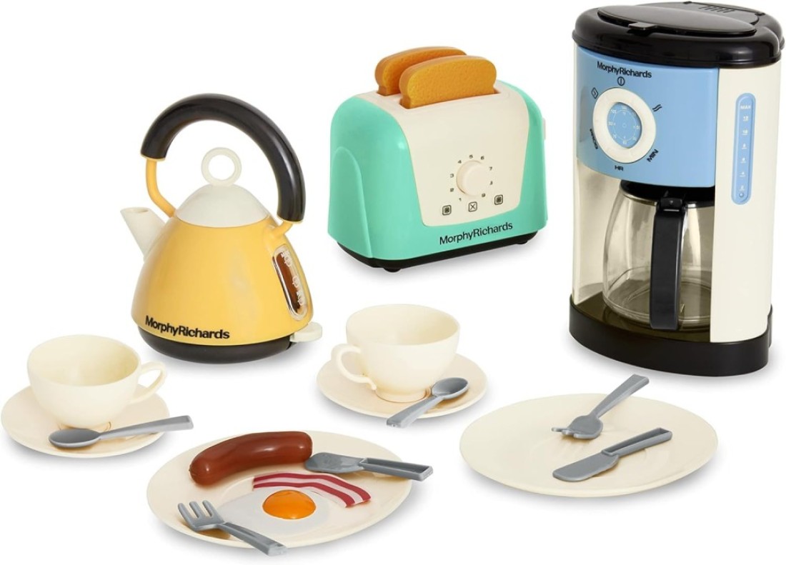 Casdon Morphy Richards Toys - Complete Kitchen Set - Toy Appliance Playset for Kids with Toaster, Coffee Maker, Kettle, Play Food &amp; More - for Children Aged 3+