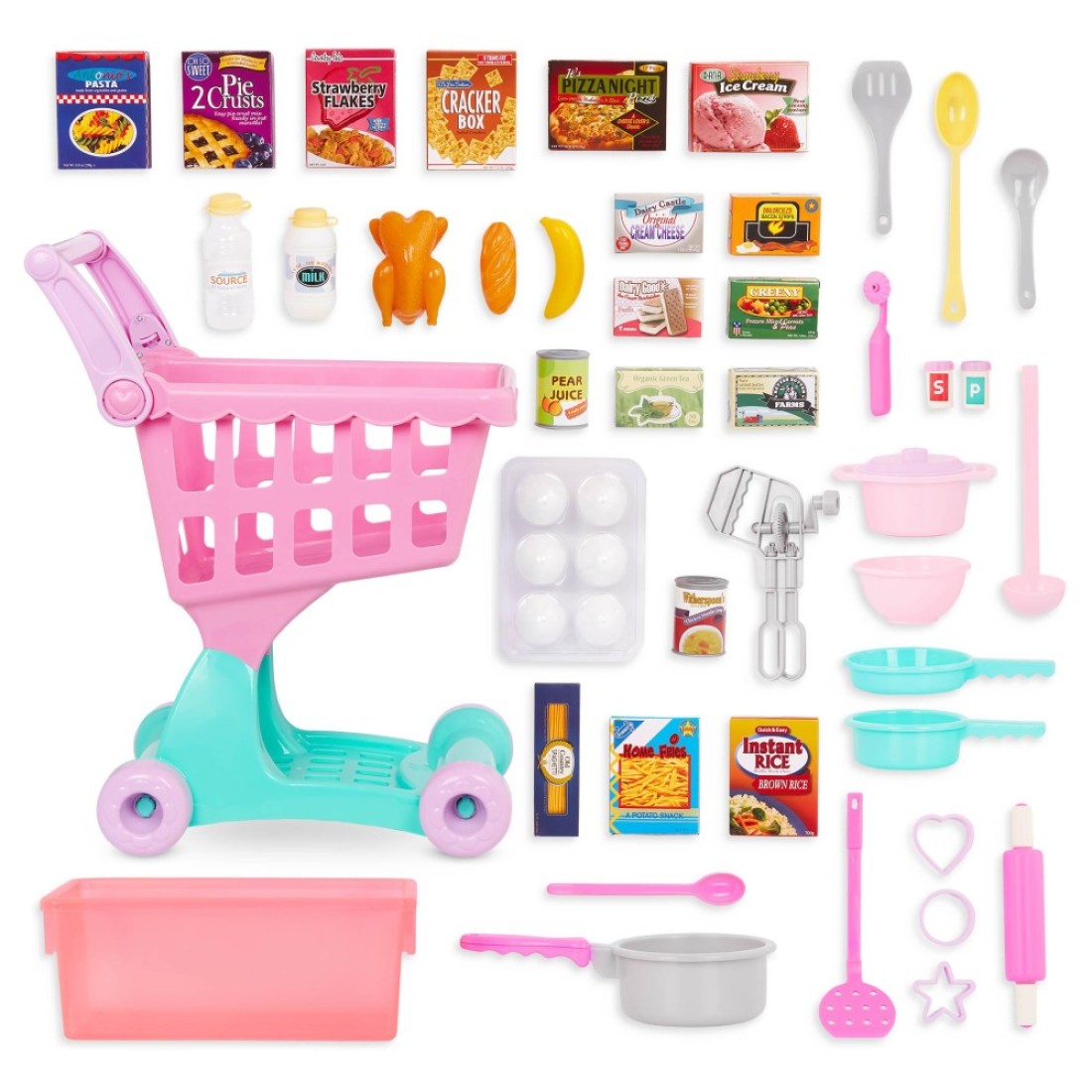 Battat- Play Circle- Shopping Cart &amp; Grocery Set For Kids &ndash; Toy Food &ndash; Play Kitchen- Pretend Play- 3 years +