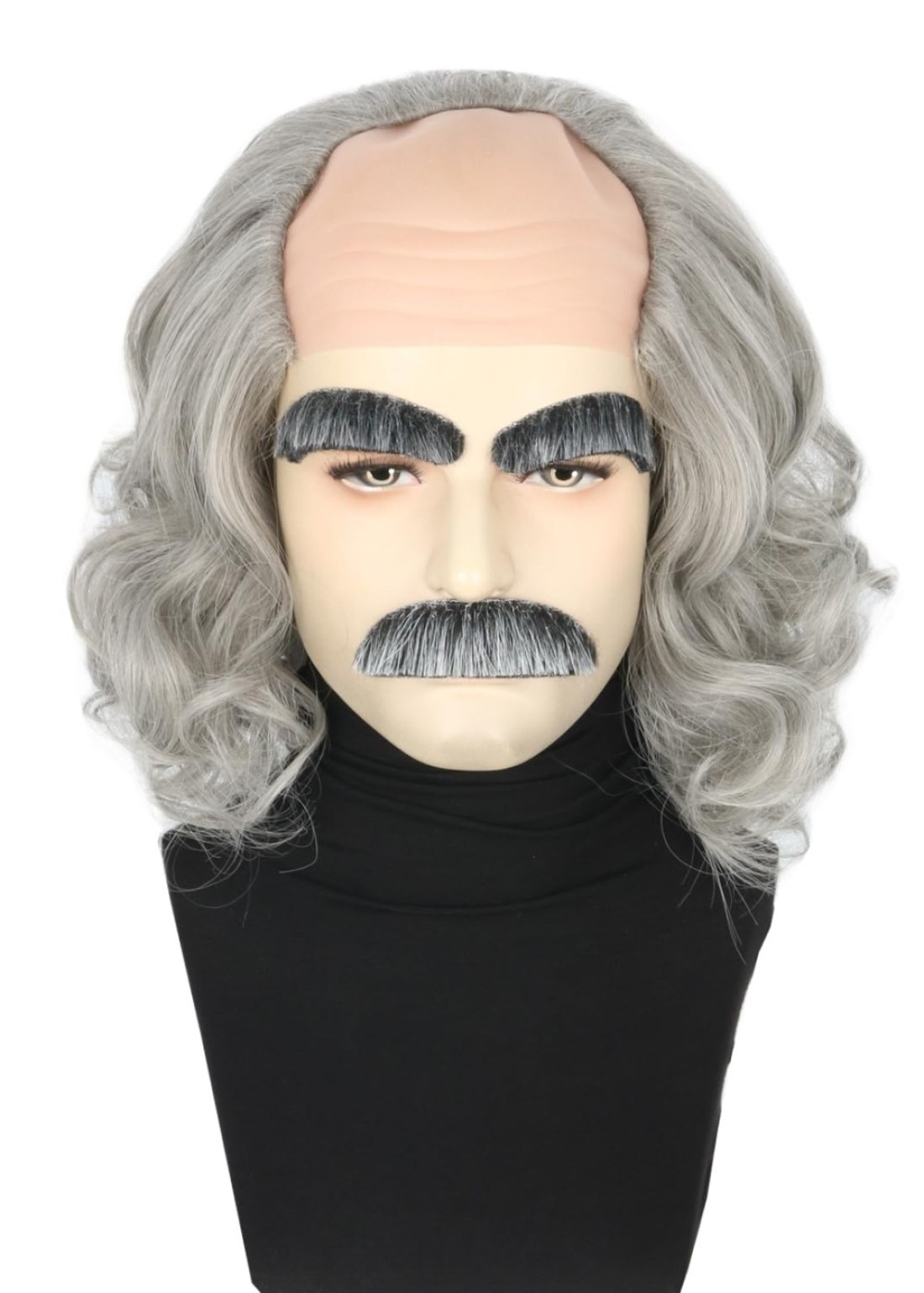 Topcosplay Mad Scientist Wig Old Man Wig Halloween Costume Bald Wigs With Moustache Eyebrows Colonial Wig