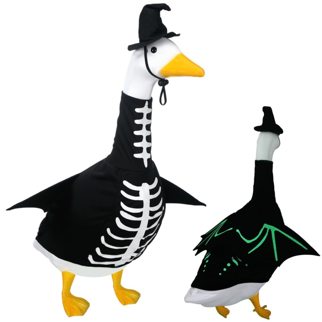 Locmeo Skeleton Goose Outfit Glow in The Dark Bones Goose Costume Porch Goose Outfits for Halloween Outdoor Garden Yard Patio Statue Decor