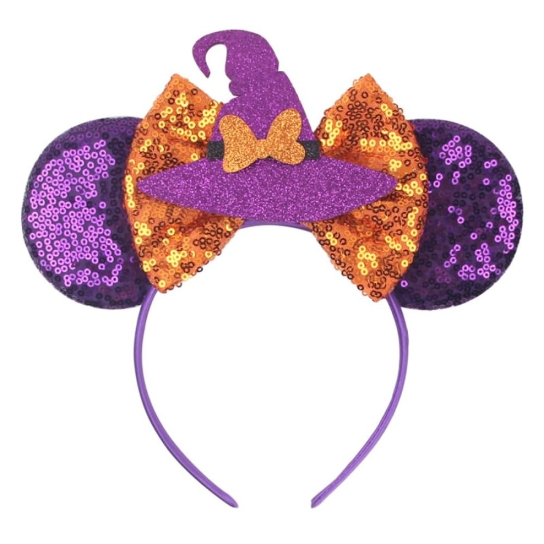 YOWOCAL Halloween Mouse Ear Headband for Women GirlsSequin Bow Hair Hoop Headwear for Halloween Party Decorations Costume