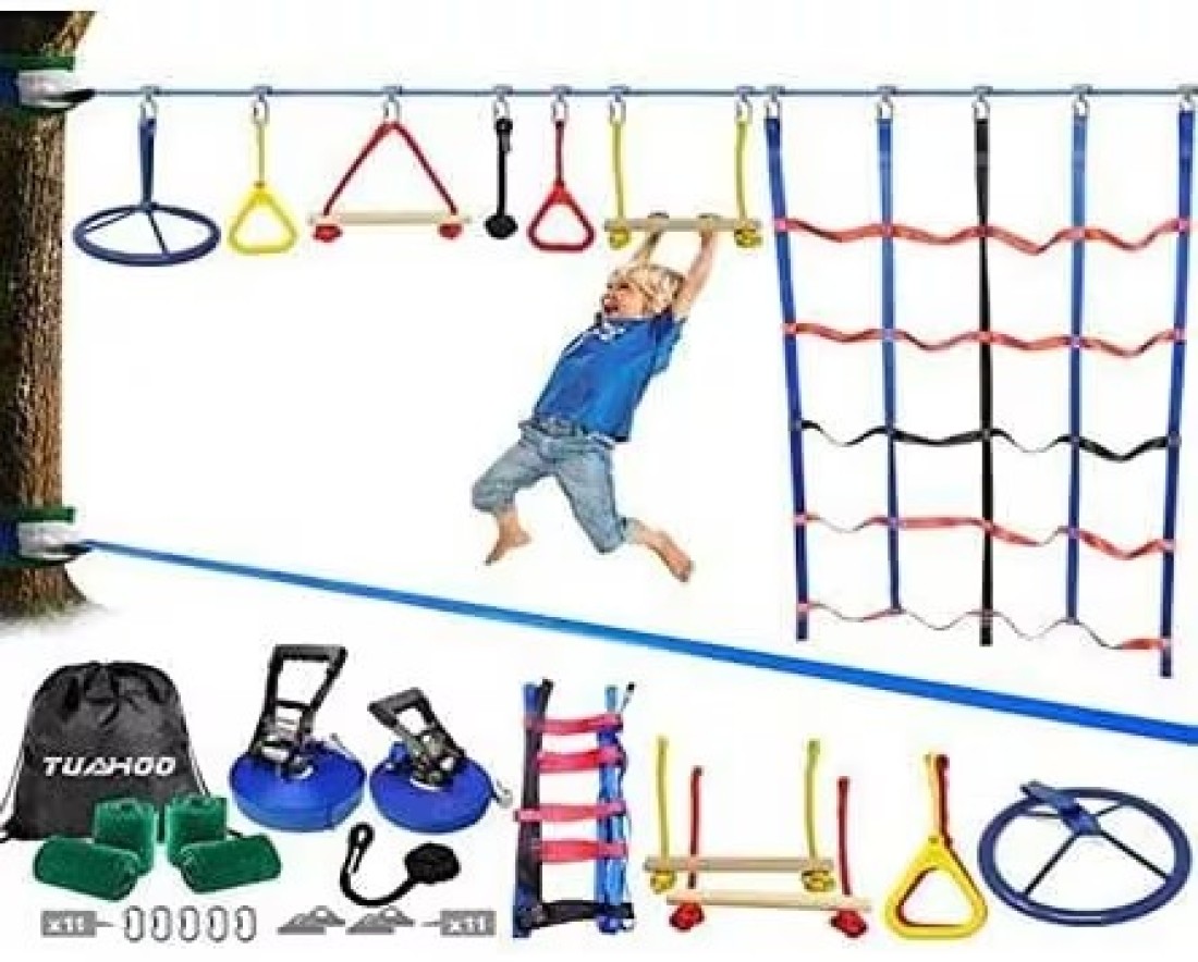ULTIMAX Ninja Obstacle Course Kit Ninja Obstacle Course for Kids Outdoor Ninja Warrior Training Equipment Backyard Monkey Bar
