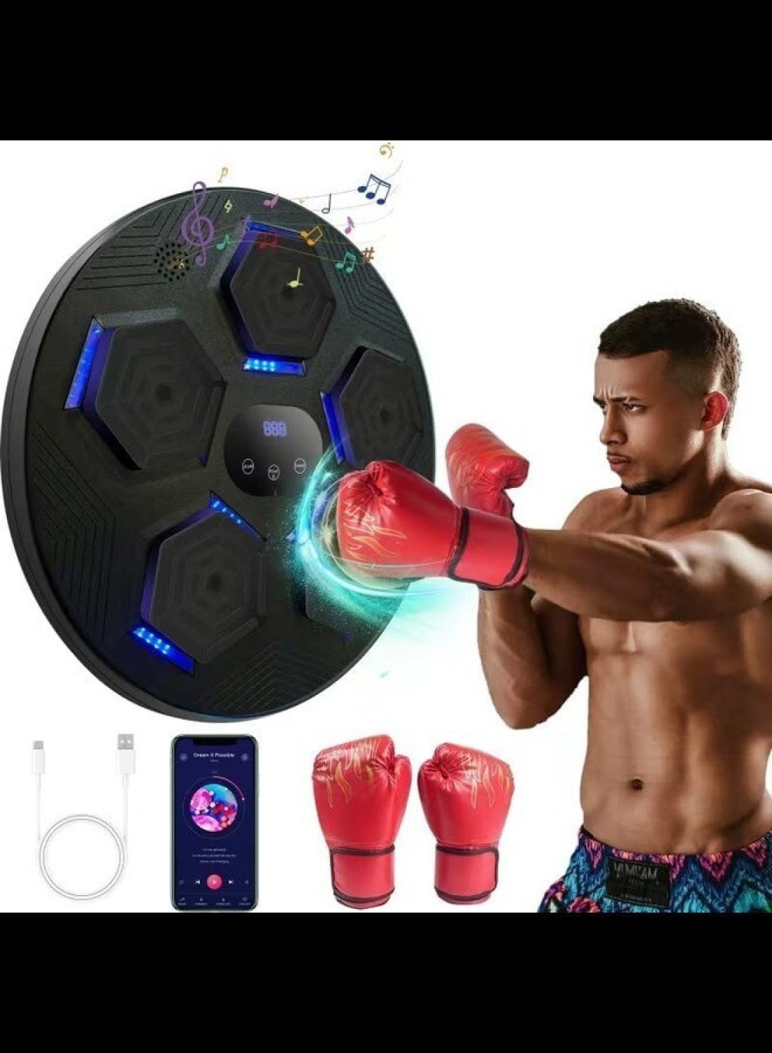 Radiotronics Boxing Machine for Home Workouts Fitness Boxing Machine with Music Playback, Workout Playlist, for Adults
