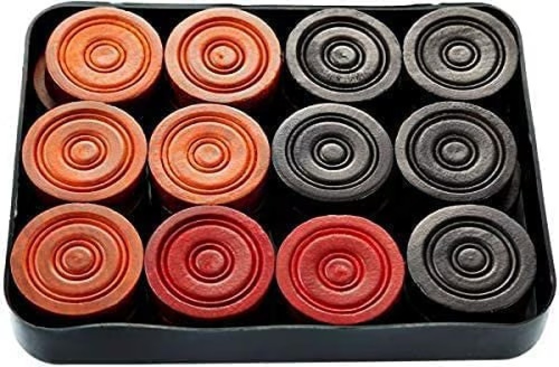 ULTIMAX Professional Carrom Wooden Game Coins And Striker Set,Standard Size Carrom Tournament Striker Wooden Checkers- 24 Pieces With Cover Case + 1 Striker