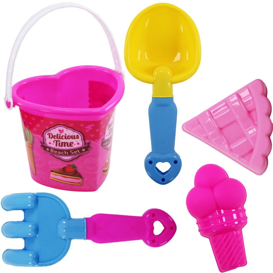 Ice Cream Theme Beach Sand Toys Set for Kids 5-Piece 15x16cm Bucket &amp; Bag Travel-Friendly Fun for Ages 3+