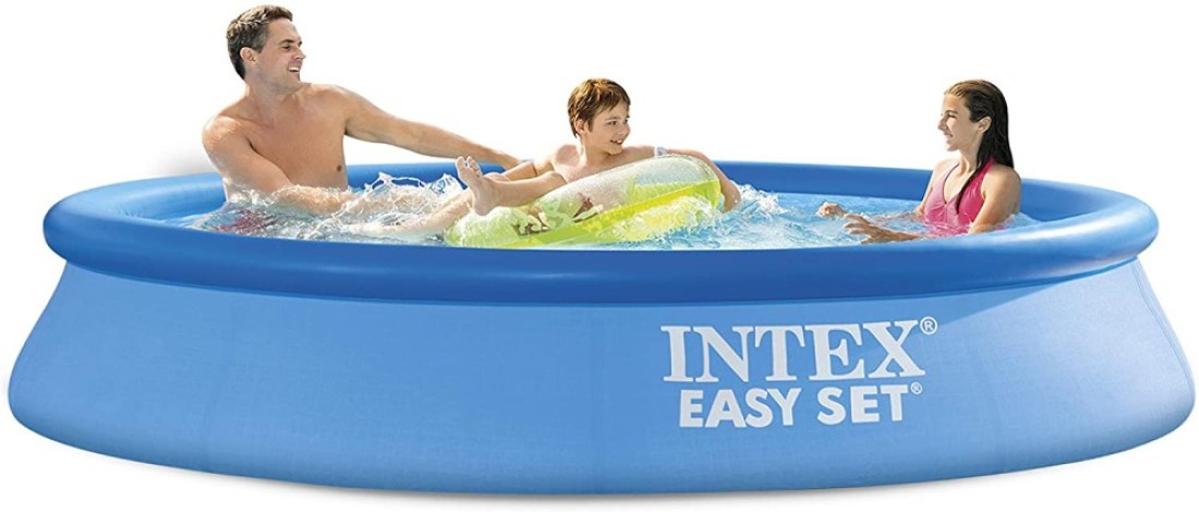 Intex 28116 Easy Set Pool Inflatable Resistant Circular Above Ground Portable Outdoor Family Swimming Pool