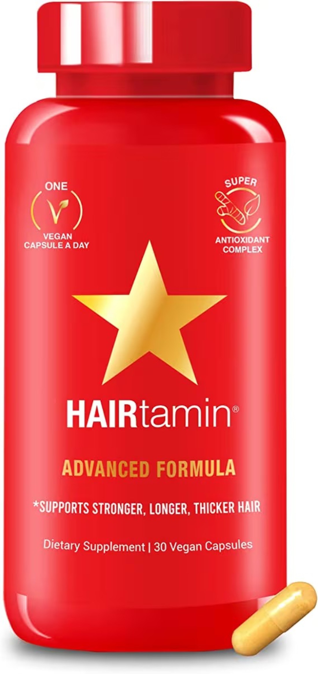 Hairtamin Healthy Hair Growth Vitamins - Biotin Hair Growth Supplement - 30 Capsules - Hair Vitamins To Help You Grow Gorgeous, Longer Stronger Looking Hair