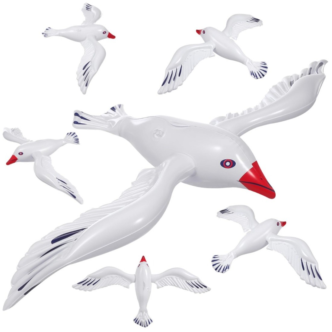 Toyvian Large Inflatable Seagulls 6pcs Jumbo Toy Blow Up Sea Birds Balloons Seagull Ornaments Wedding Beach Pool Party Supplies