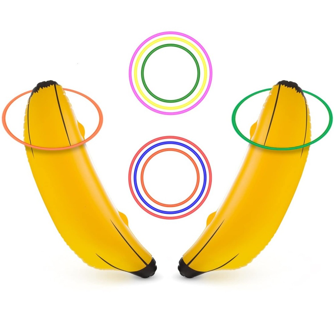 June Fox Inflatable Banana Ring Toss Game for Bachelorette Party Bridal Shower Decorations for Engagement Party Lingerie Party 2 Pieces 26 Bananas 6 Pcs Toss Rings