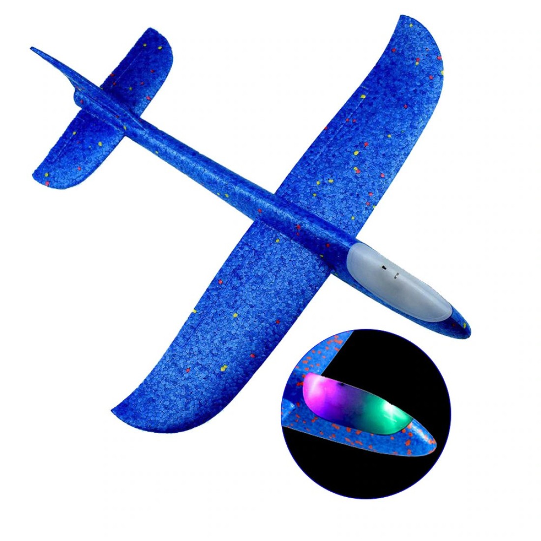 Generic-Flying Glider Planes With Flash LED Light 18.9&quot; Foam Flight Mode Throwing Air Plane Aerobatic Airplane Outdoor Sport Game Toys Gift for Kids 3 4 5 6 7 Year Old Boy Blue