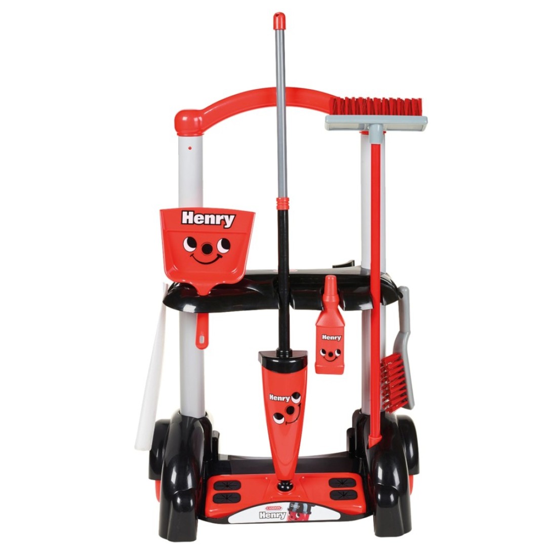 Casdon Henry Hetty Toys Henry Cleaning Trolley Red HenryInspired Toy Playset with Mop Brushes Dustpan Accessories Kids Cleaning Trolley Set For Children Aged 3