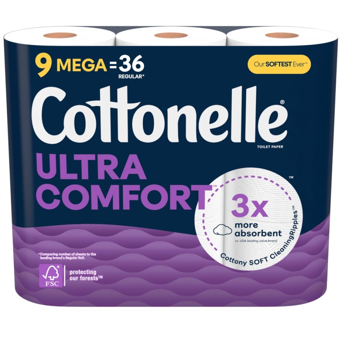 Cottonelle Ultra Comfort Toilet Paper 9 Mega Rolls 9 Mega Rolls 36 Regular Rolls 244 Sheets per Roll Packaging May Vary