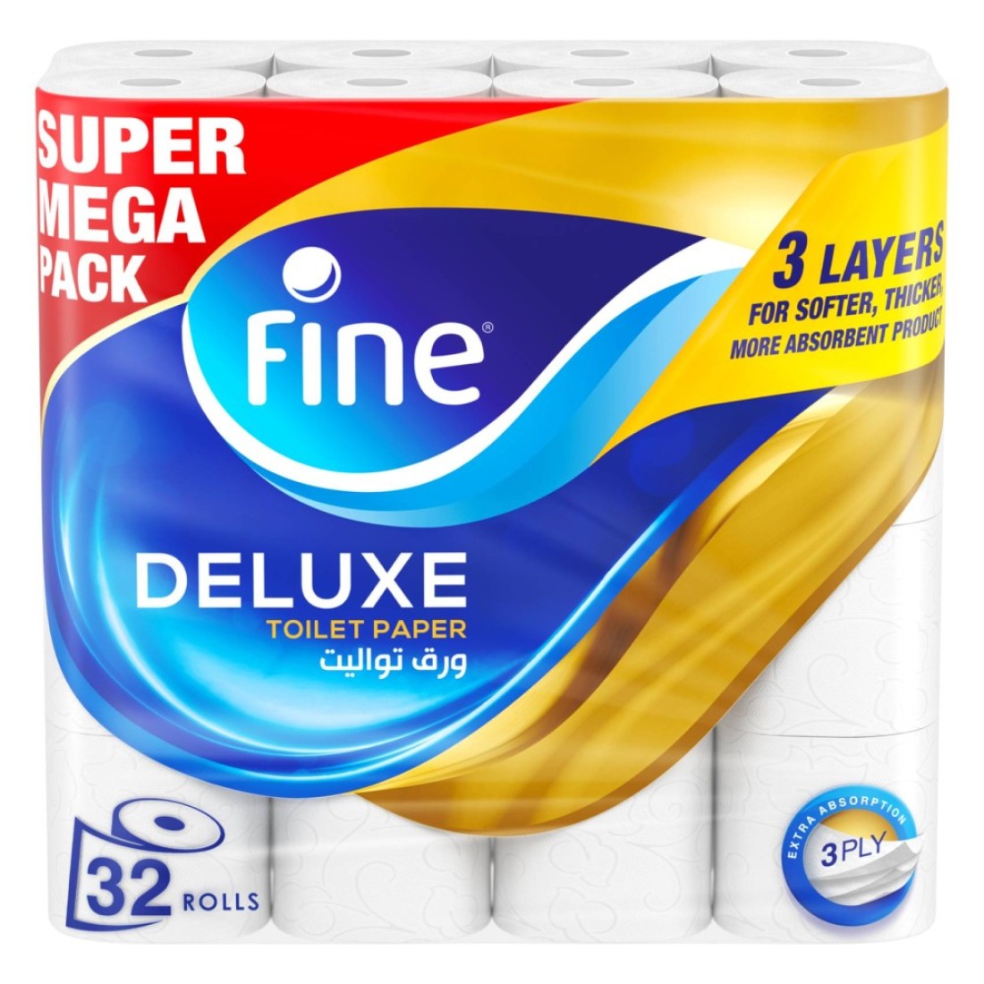 Fine Deluxe Toilet Paper Roll, 140 Sheets 32 Rolls